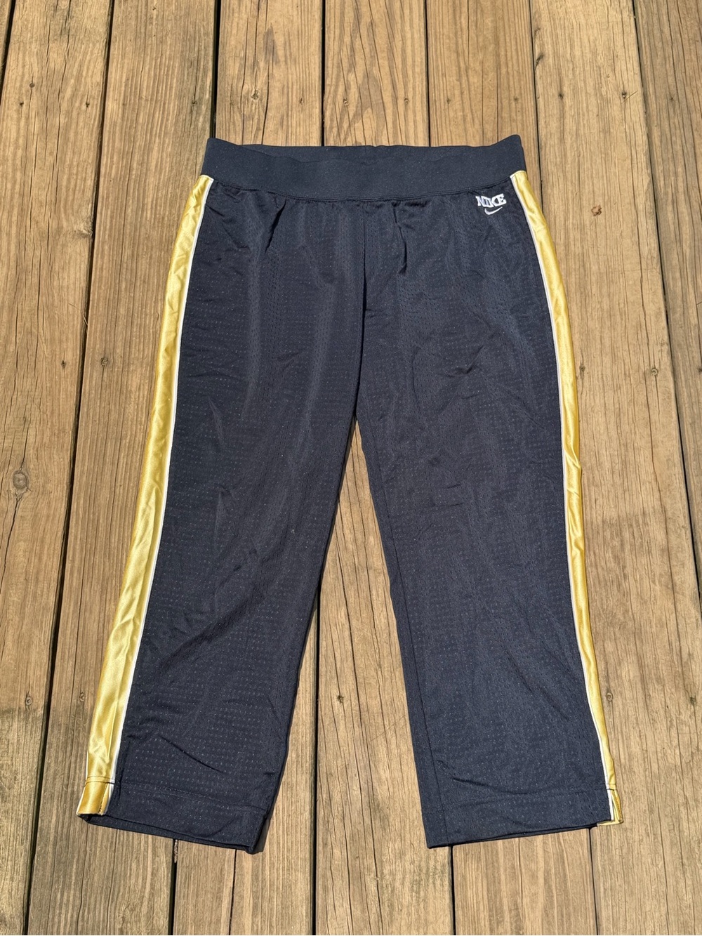 Nike Navy Athletic Capris with Gold Side Panels